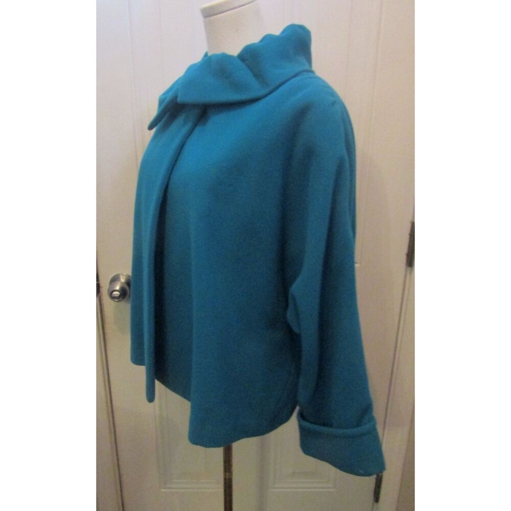 Vintage Mr Jax Wool Cashmere Jacket Womens XL Teal Blue Made Canada - Picture 5 of 11